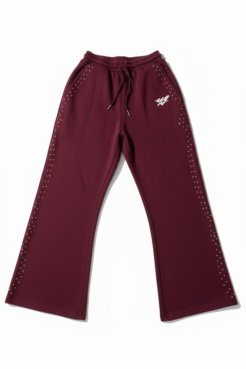 Burgundy Rhinestone Pants